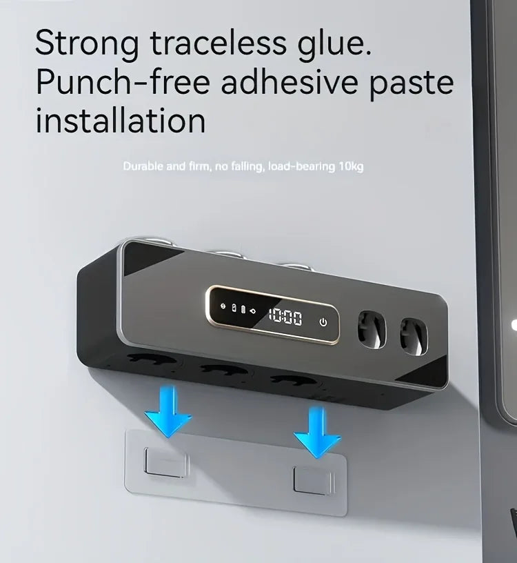 A bathroom toothbrush holder