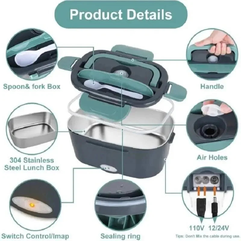 1.5 L 60W Electric Lunch Box Food Warmer Portable Food Heater for Car Or Home