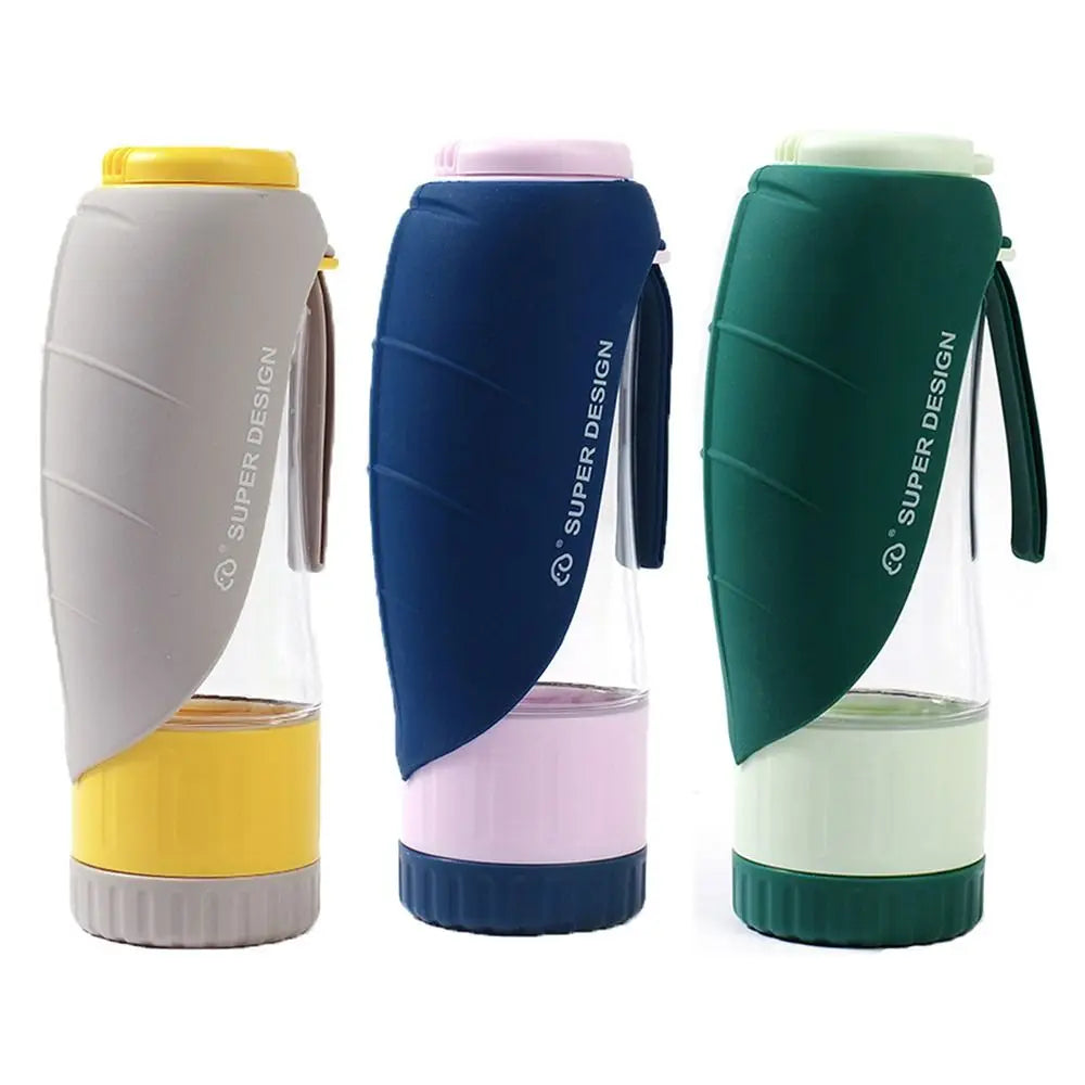Tritan + Silicone Folding Pet Water Bottle – 2-in-1 Food & Water Dispenser