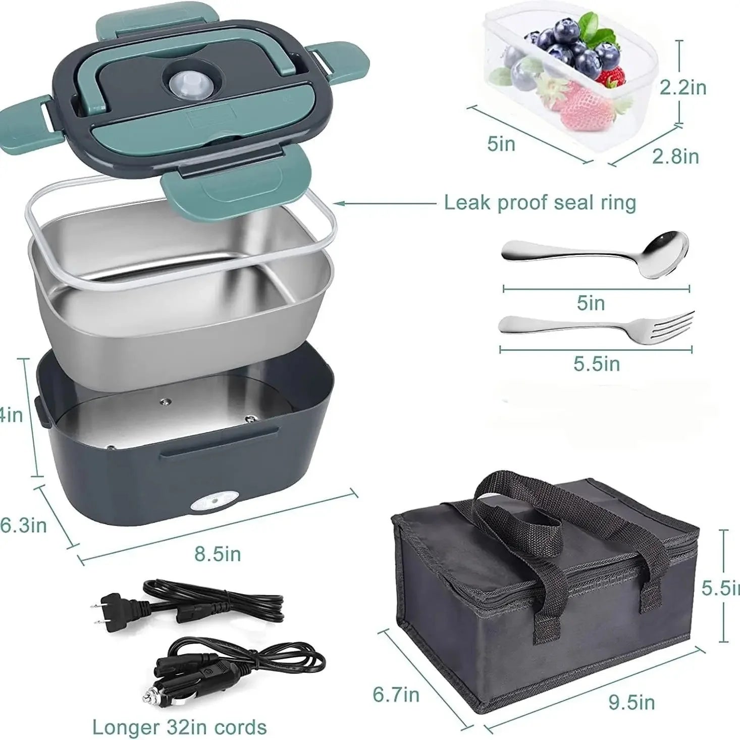 1.5 L 60W Electric Lunch Box Food Warmer Portable Food Heater for Car Or Home