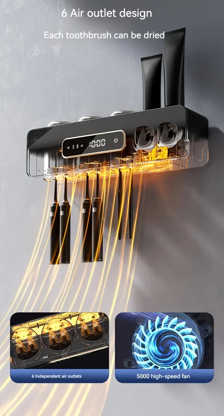 A bathroom toothbrush holder
